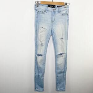 Hollister Hi-Rise Super Skinny Classic Stretch Blue Jeans Womens Size 1R 25 x 30